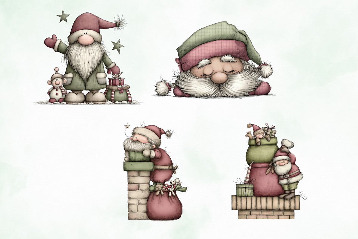 Whimsical Christmas Gnome Clipart, an Illustration by Creative Art (Photo 5 of 9)