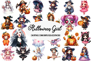 Halloween Girl Clipart, an Illustration by Daily.Designs