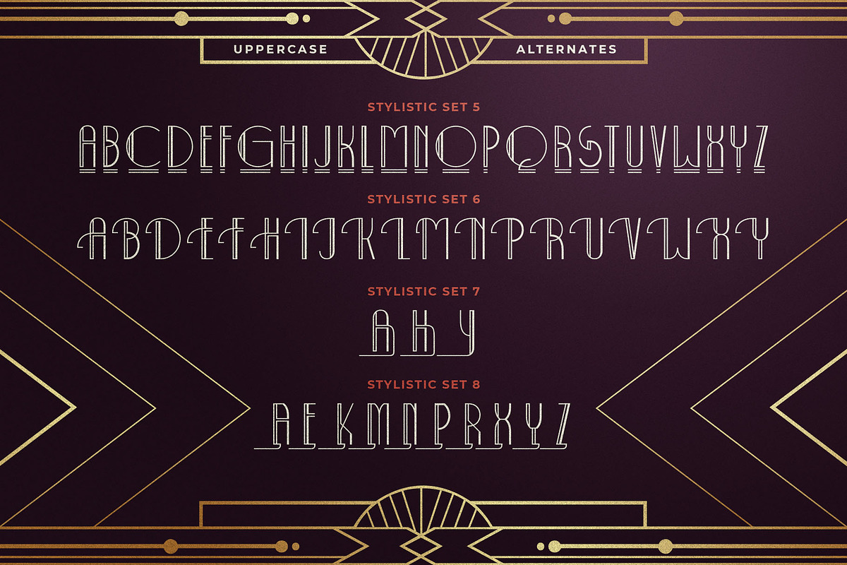 Decolmax Art Deco Typeface, a Sans Serif Font by alit design (Photo 13 of 17)