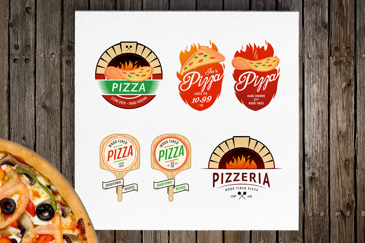 Vintage pizzeria logos and elements, a Food Illustration by 1baranov (Photo 2 of 2)