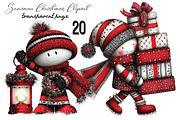 Whimsical Snowman Christmas Clipart, an Animal Illustration by SVGArt (Thumbnail 1 of 9)