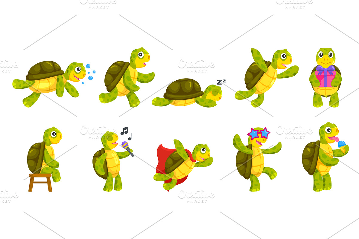 Cartoon tortoise characters. Cute, an Animal Illustration by Stock-Smart-Start