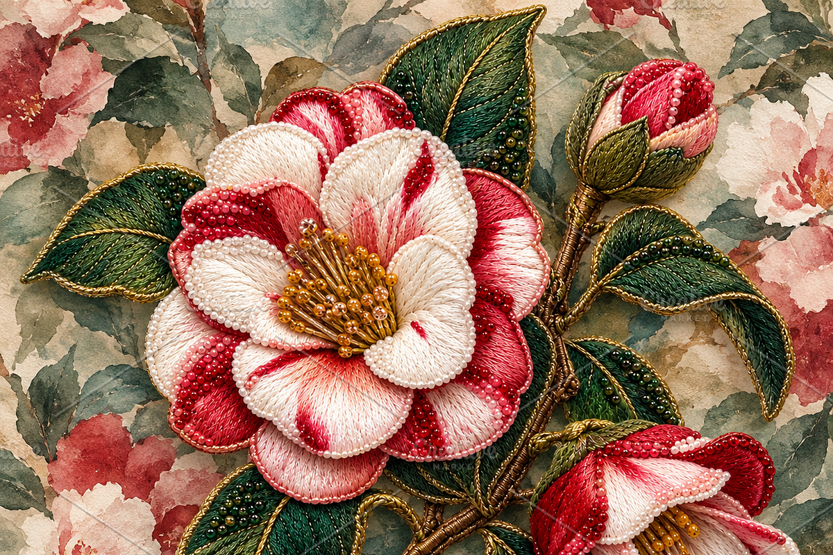 Beaded Camellia PNG, an Object Graphic by The Edit (Photo 2 of 3)