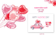 Valentine's Day. Watercolor car, an Illustration by Blowballmay (Thumbnail 2 of 2)
