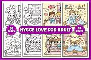 Hygge Love Coloring Pages for Adults, a Seasonal Illustration by Ink Gallery (Thumbnail 1 of 5)