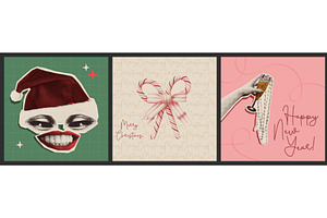 Halftone Christmas cards set with, an Illustration by art PVP - market