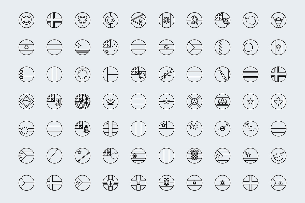 Outline circular world flags, an Outline Icon by Xinh Studio (Photo 3 of 4)