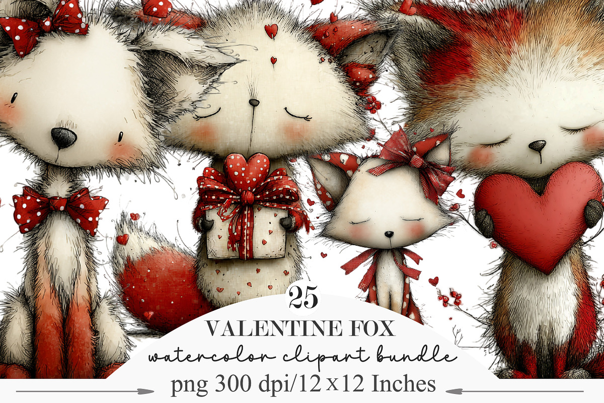 Valentine Fox Clipart, an Illustration by Designking (Photo 1 of 5)