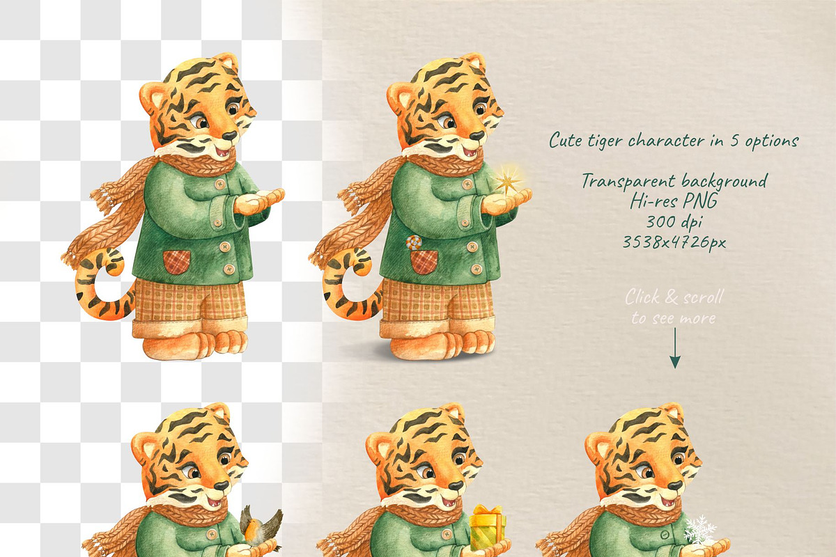 Tiger's winter collection, an Animal Illustration by Lososenok (Photo 3 of 3)