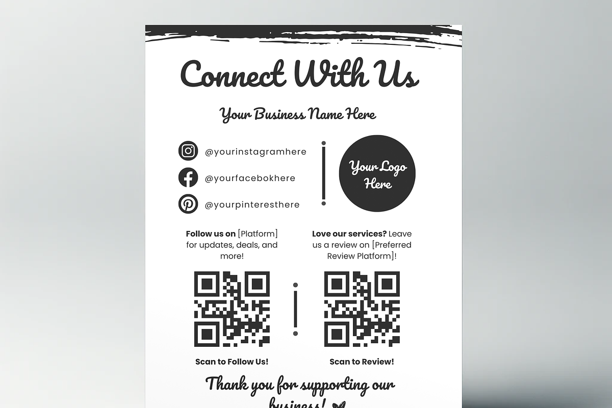 Editable Social Media Sign Template | Creative Market