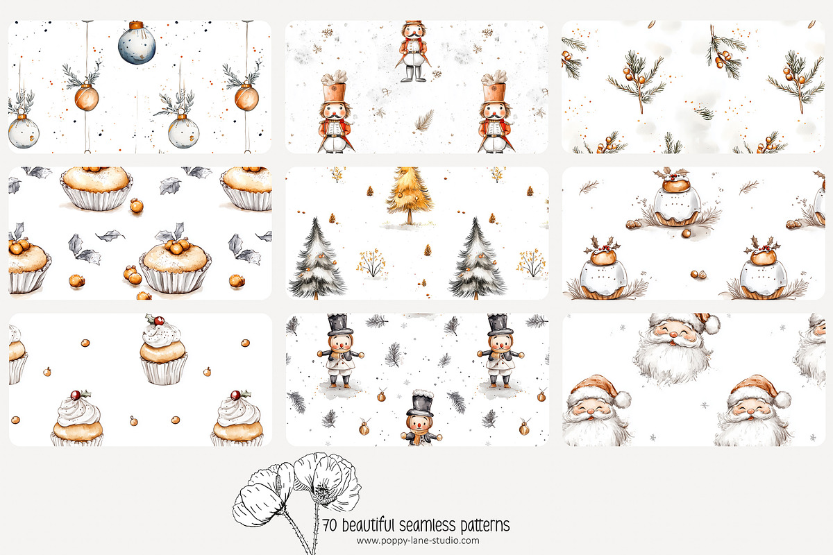 70 white Christmas seamless pattern, a Pattern Graphic by Poppy Lane Studio (Photo 4 of 10)