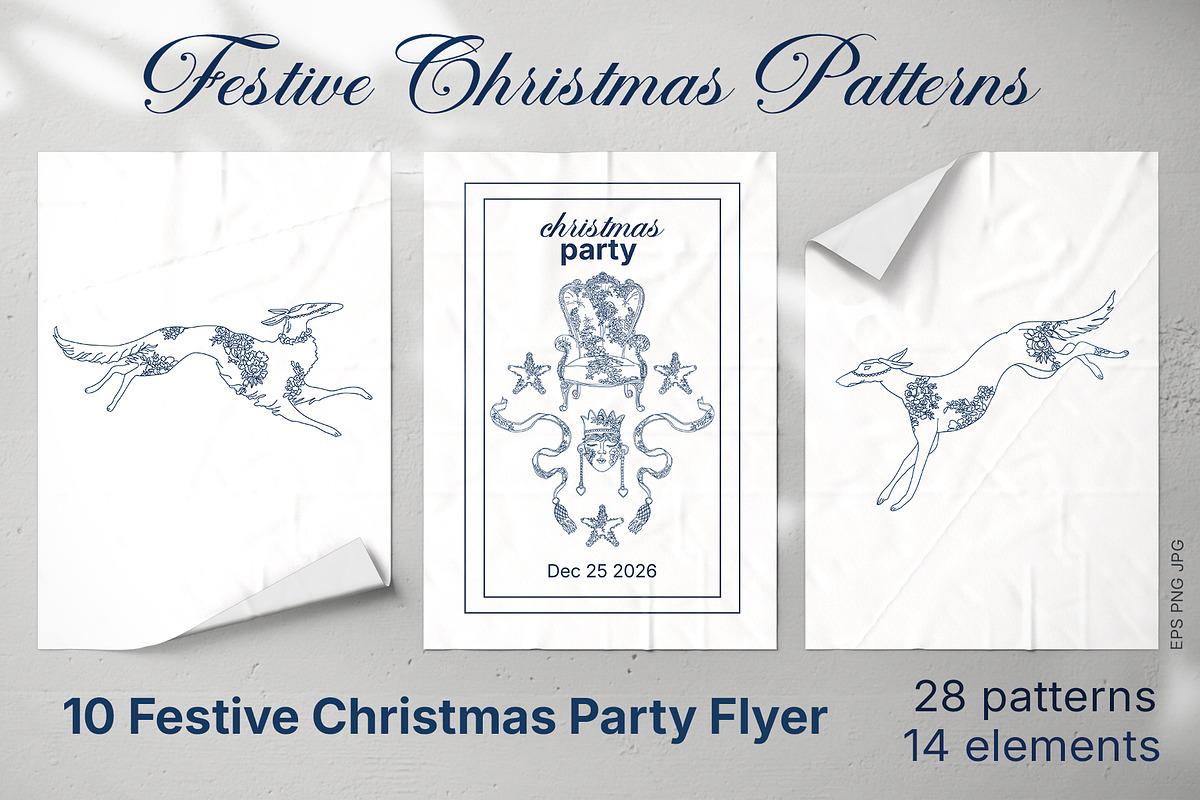 Festive Christmas patterns, a Decorative Illustration by LanaDzi (Photo 25 of 25)