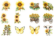 Watercolor Sunflower Clipart, an Illustration by CitraGraphics (Thumbnail 4 of 5)