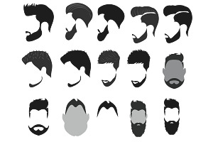 Mens Heads, Hair & Beards Set 2