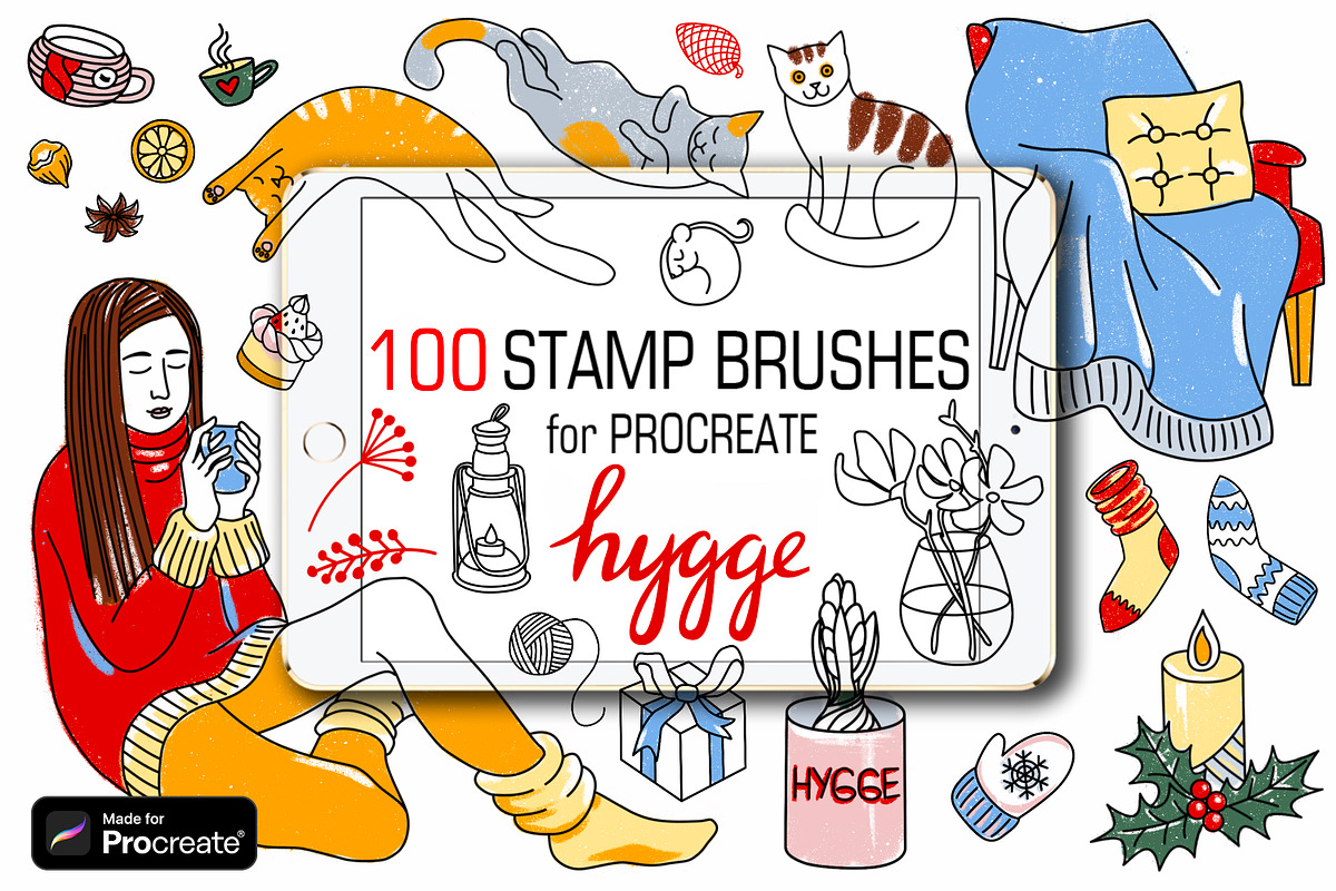 Hygge Procreate stamp brushes, a Brush Add-On by ViktoriArt (Photo 1 of 10)