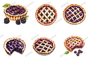 Watercolor Mulberry Pie Clipart, an Illustration by designcity5 (Thumbnail 2 of 5)