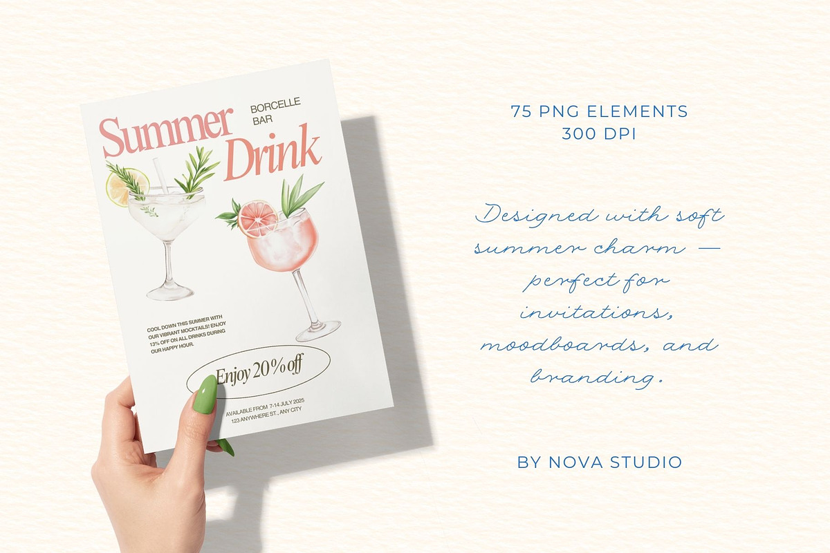 Summer Vibes – Watercolor Clipart, an Object Graphic by Nova Studio (Photo 4 of 7)