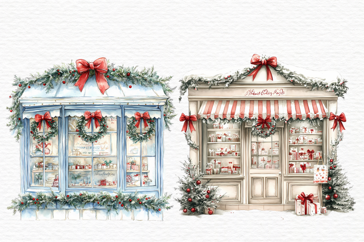 Christmas market storefront clipart, a Seasonal Illustration by Invite to Clipart (Photo 2 of 8)