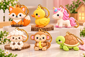 6 Kawaii Animal Keychain STL, an Object 3D Model by Layerology