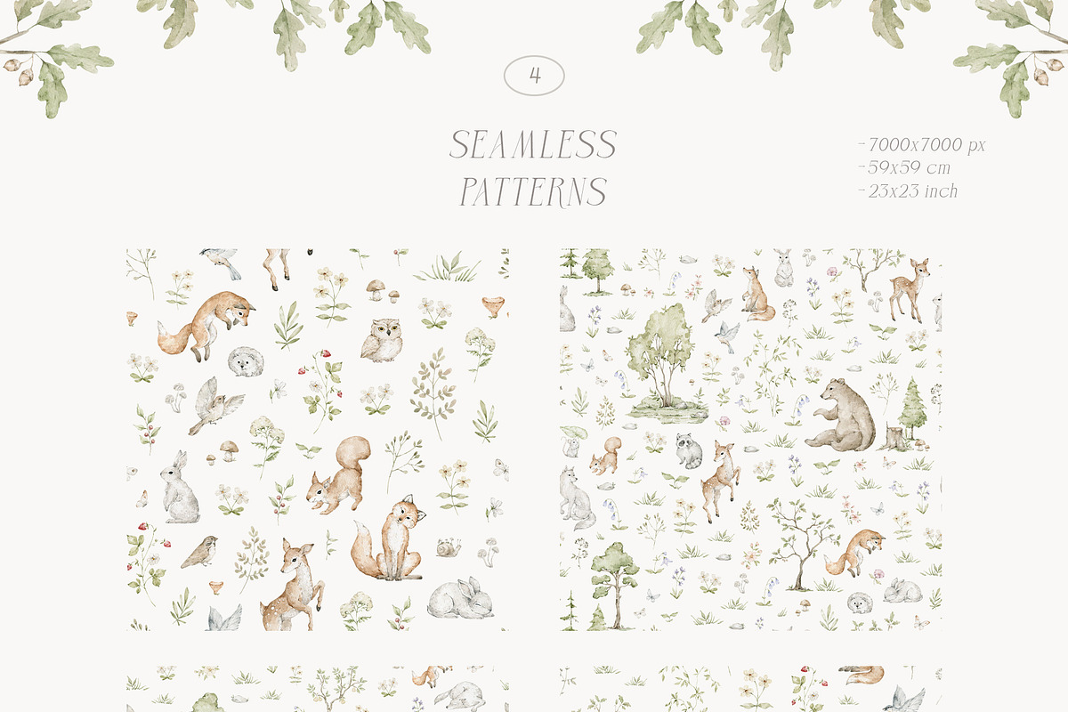 Woodland Animals Watercolor Forest, an Animal Illustration by Kreker Kate (Photo 6 of 12)