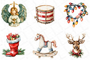 Watercolor Retro Christmas Clipart, an Illustration by DreamPrint404 (Thumbnail 3 of 5)