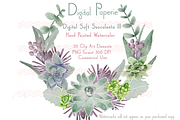 Digital Watercolor Succulents III, an Illustration by Digital Paperie (Thumbnail 1 of 2)