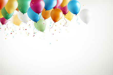 Colorful balloons on white background, a Holiday Photo by AlyaAnd