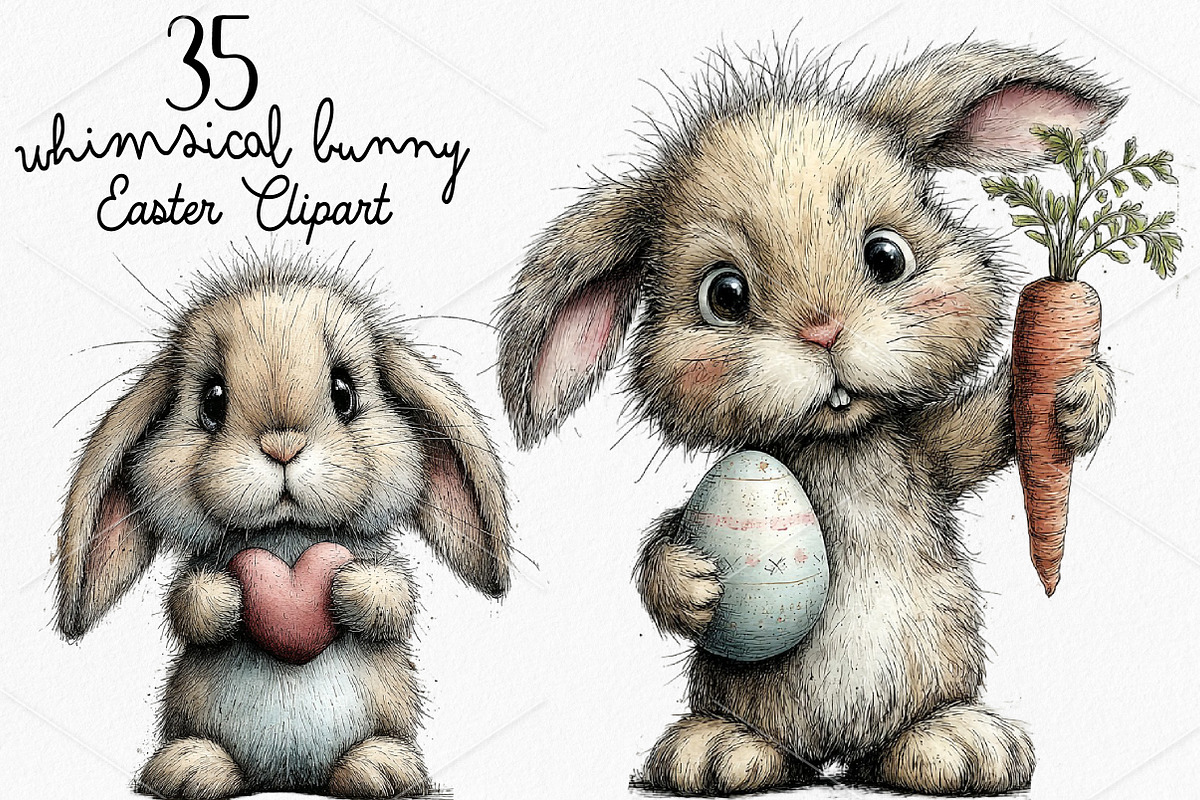 Whimsical Bunny Easter Clipart PNG, a Seasonal Illustration by Canvas Craft (Photo 1 of 7)