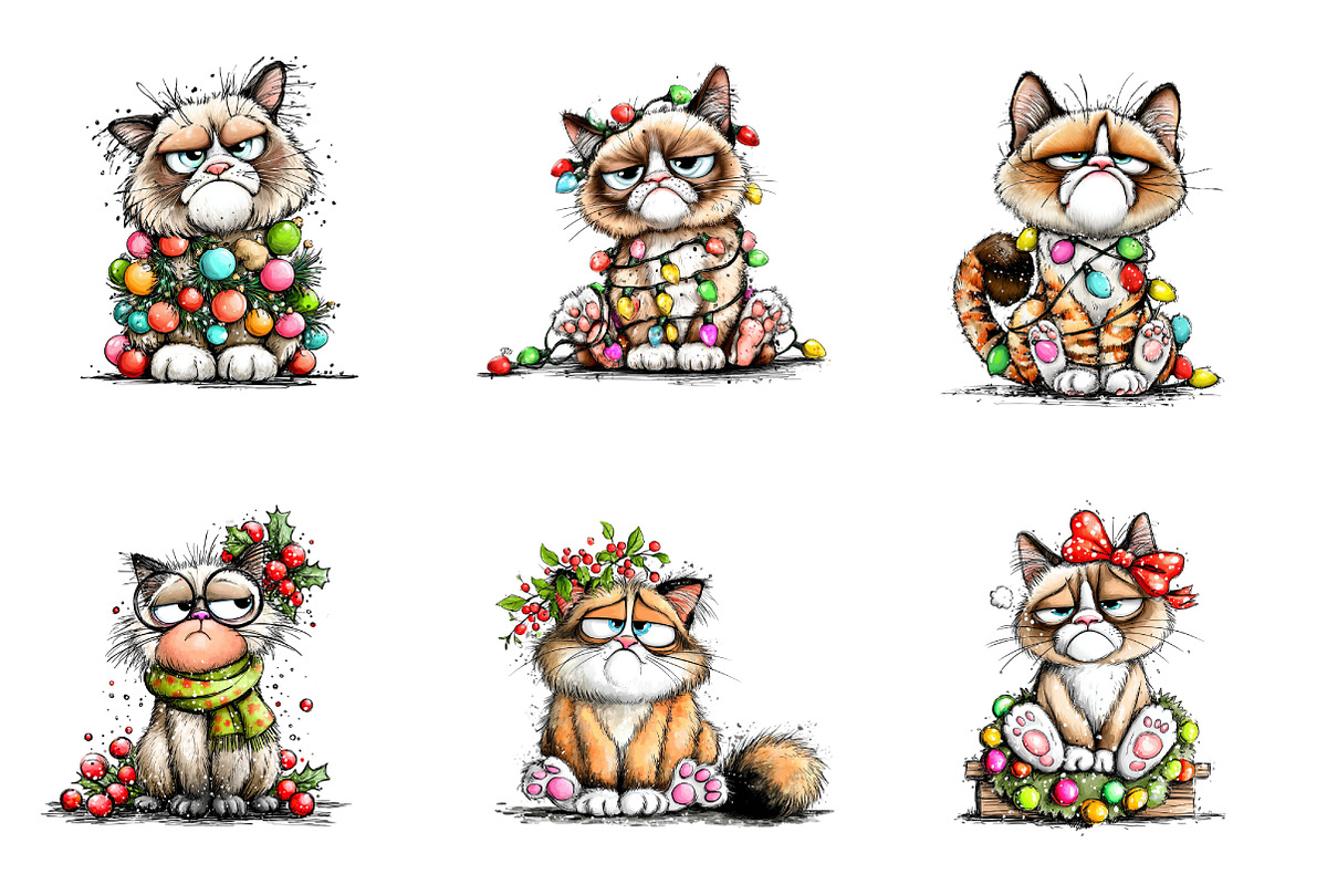 Quirky Christmas Gramphy Cat, an Illustration by CreationArt (Photo 4 of 4)