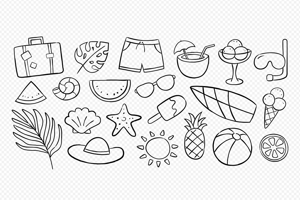 Summer Icon hand drawn symbols., an Outline Icon by kaisorn (Photo 3 of 3)