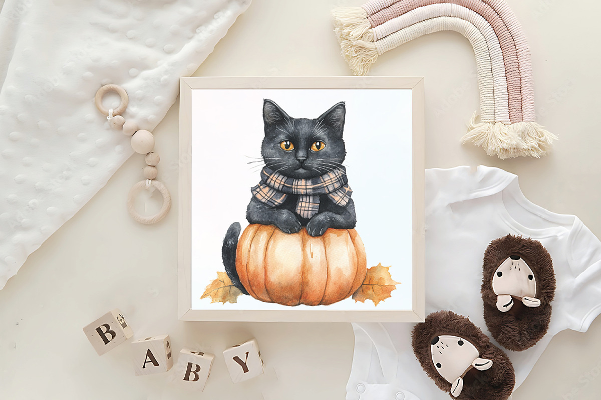 Watercolor Cute Witchy Autumn PNG, an Illustration by CraftArtStudio (Photo 6 of 6)