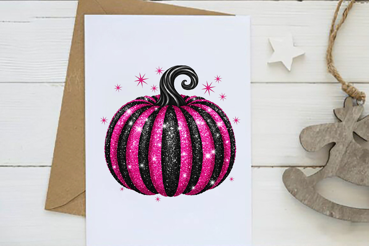 Pink and Black Sequin Pumpkin PNG, an Illustration by Dream Creation (Photo 2 of 5)