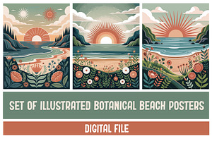 Set of vector botanical beaches