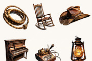 Watercolor Western Clipart Bundle, an Object Illustration by BusyDaydesign (Thumbnail 3 of 9)