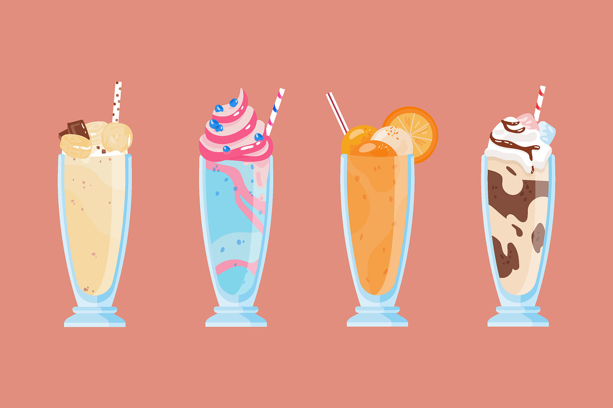 Milkshakes set, a Decorative Illustration by Good Studio