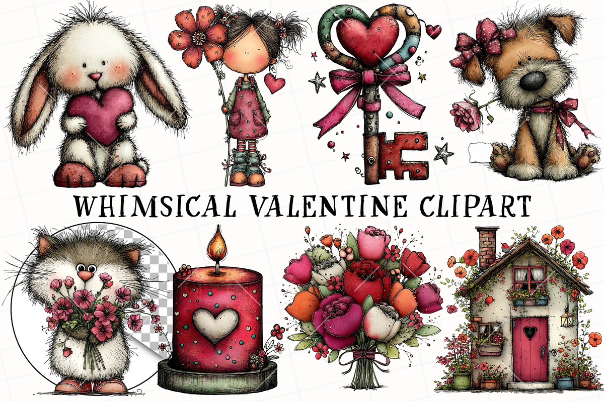 Whimsical Valentine Clipart, an Illustration by OK Design (Photo 2 of 6)
