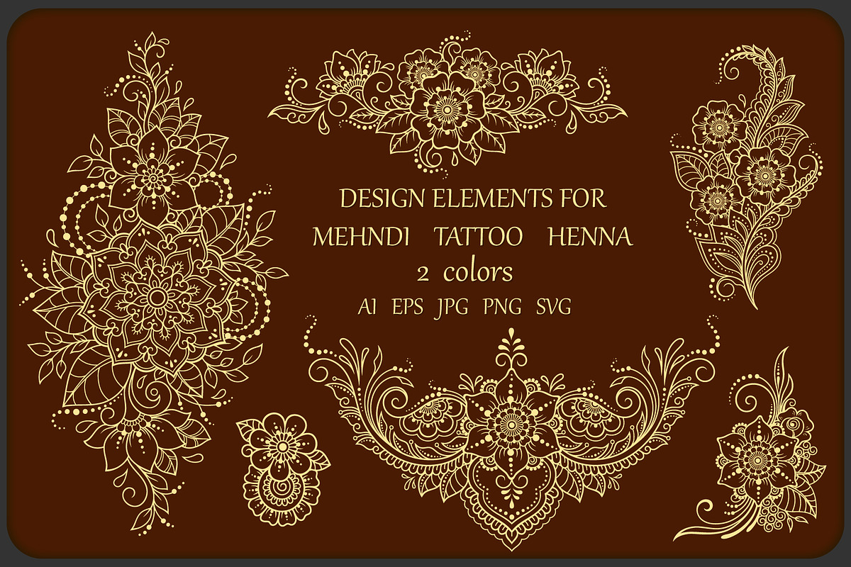 Elements in Mehndi style, a Decorative Illustration by Katika Shop (Photo 2 of 2)