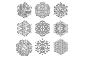 Set of Vector Snowflakes, a Decorative Illustration by FineArtStudio