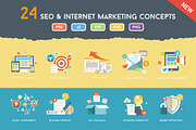 Flat SEO & Online Marketing Concepts, an Outline Icon by Flat Icons (Thumbnail 1 of 5)
