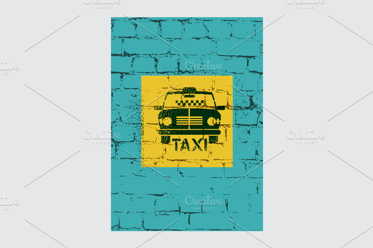 Taxi retro grunge vector poster set., a Transportation Illustration by PoPaShop (Photo 3 of 15)