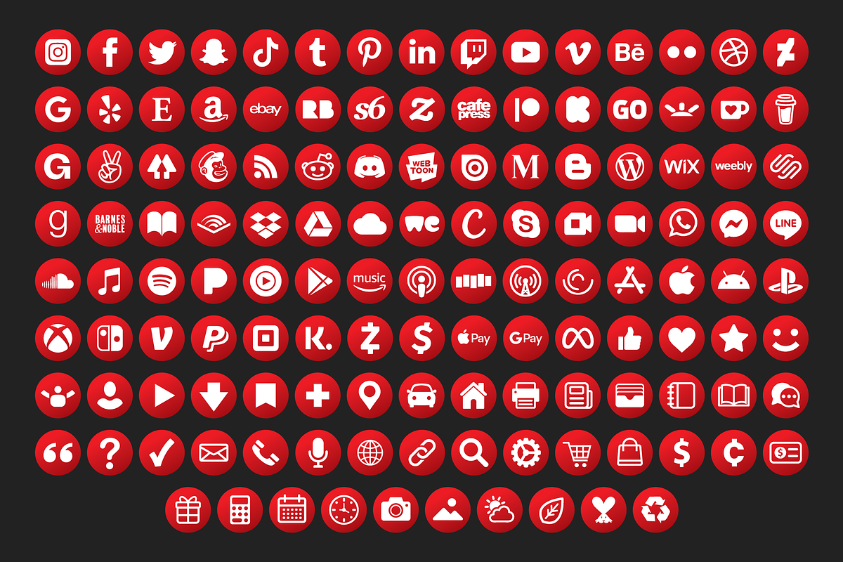 Red Circle Social Media Icons Set, an Icon by Running With Foxes (Photo 5 of 9)