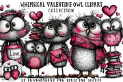 Whimsical Valentine Owl Clipart, an Illustration by OK Design (Thumbnail 1 of 6)