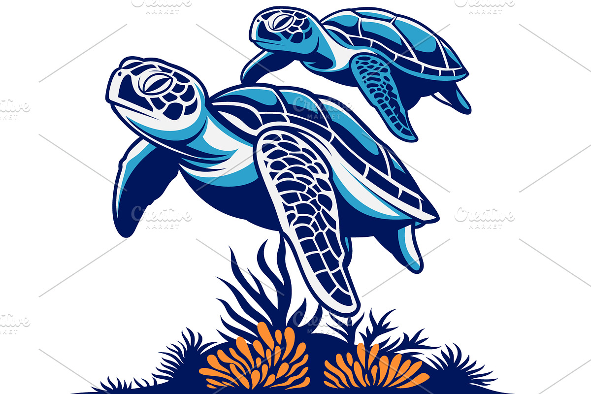 Underwater Coral and Sea Turtle SVG, an Animal Illustration by Ghagra (Photo 2 of 3)