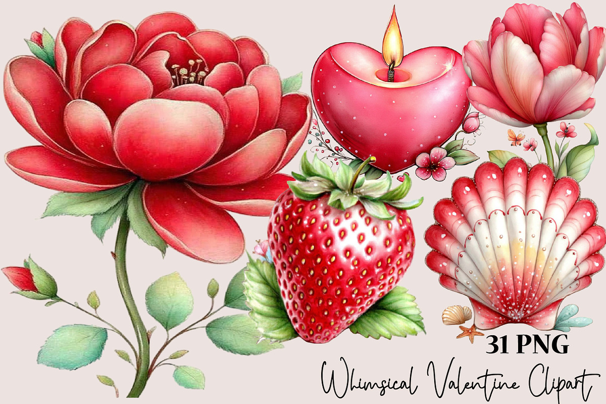 Whimsical Valentine Clipart PNG, a Seasonal Illustration by SVGArt (Photo 1 of 5)
