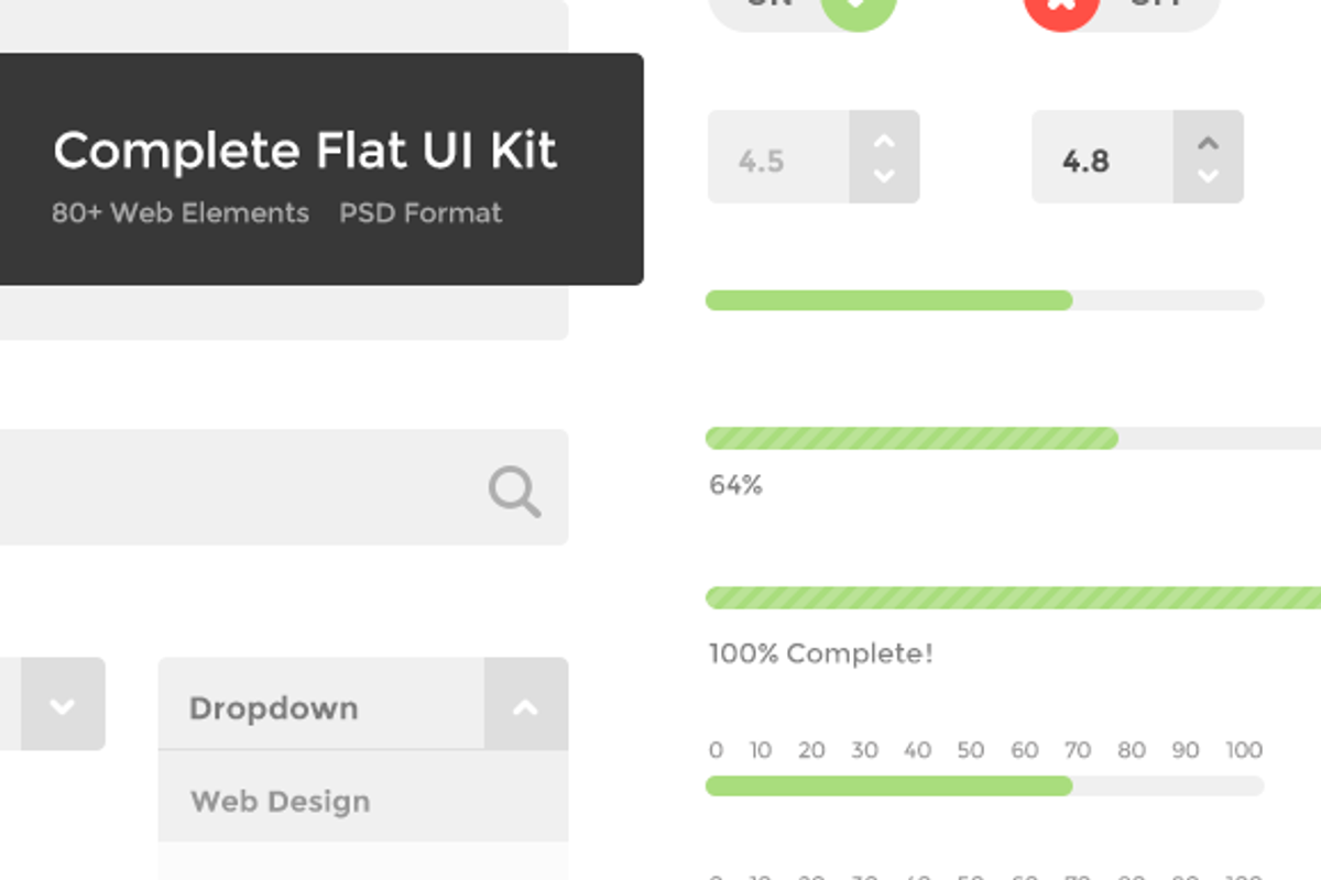 Complete Flat UI Kit (PSD), an UI Kit Template by Jamie Peak (Photo 1 of 5)