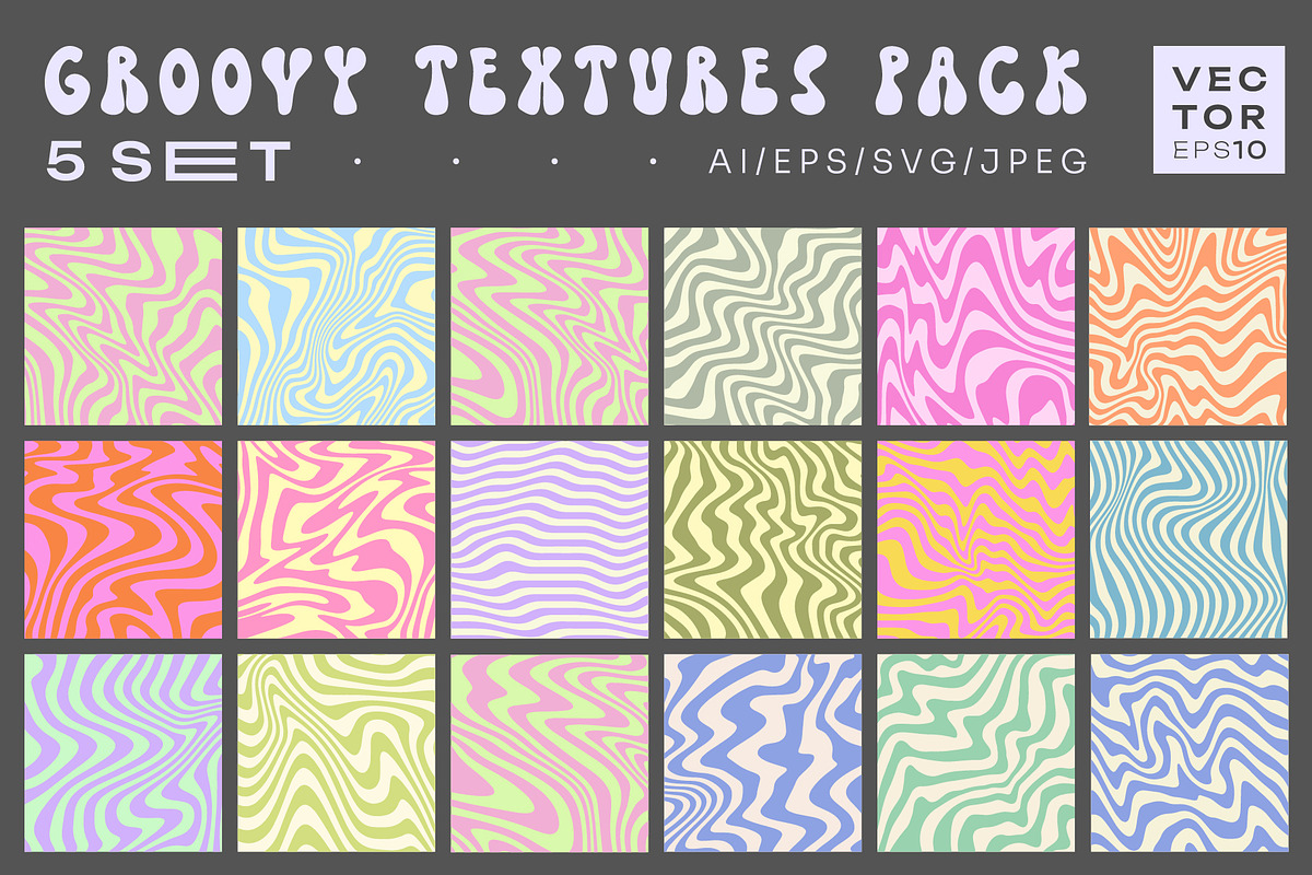 Y2K Vector Textures. Groovy Patterns
