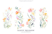 Watercolor Meadow Flower Clipart Set, a Decorative Illustration by Patishop Art (Thumbnail 2 of 6)
