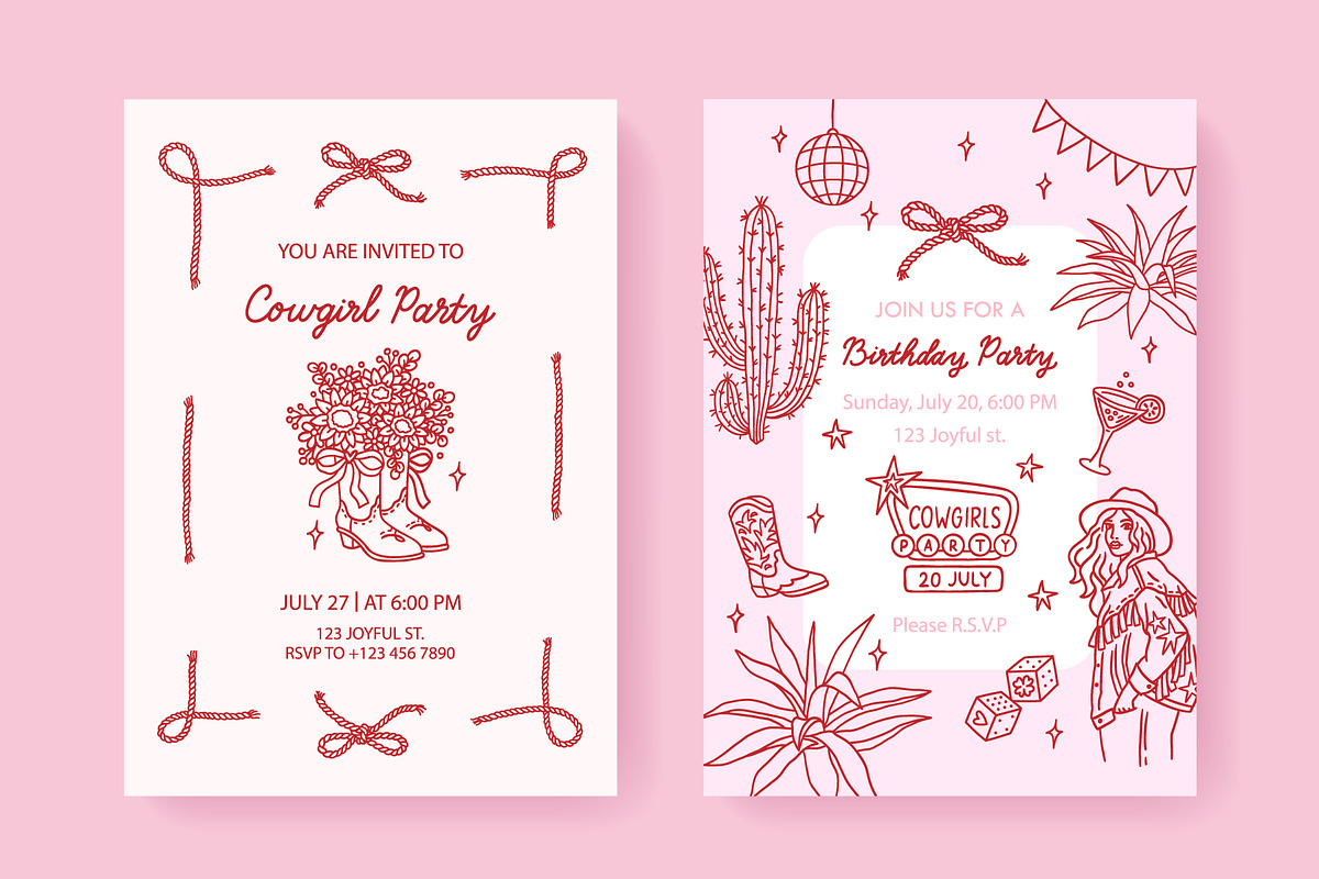 Cowgirl Party Invitation Templates preview 2