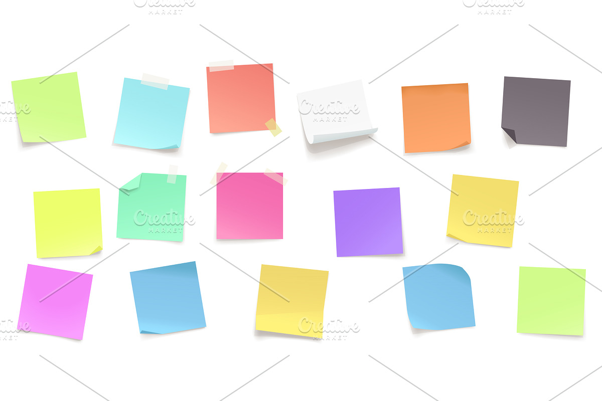 realistic bright memo notes in big, an Object Illustration by IfH