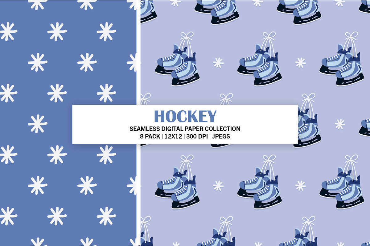 Ice Hockey Digital Seamless Patterns, a Pattern Graphic by Alanna Messina Design Co (Photo 3 of 8)